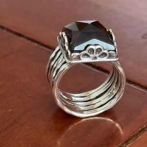 Sterling Silver 925 Ring with Smoky Gemstone